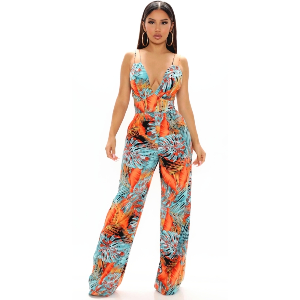 Tropical Cutout Jumpsuit